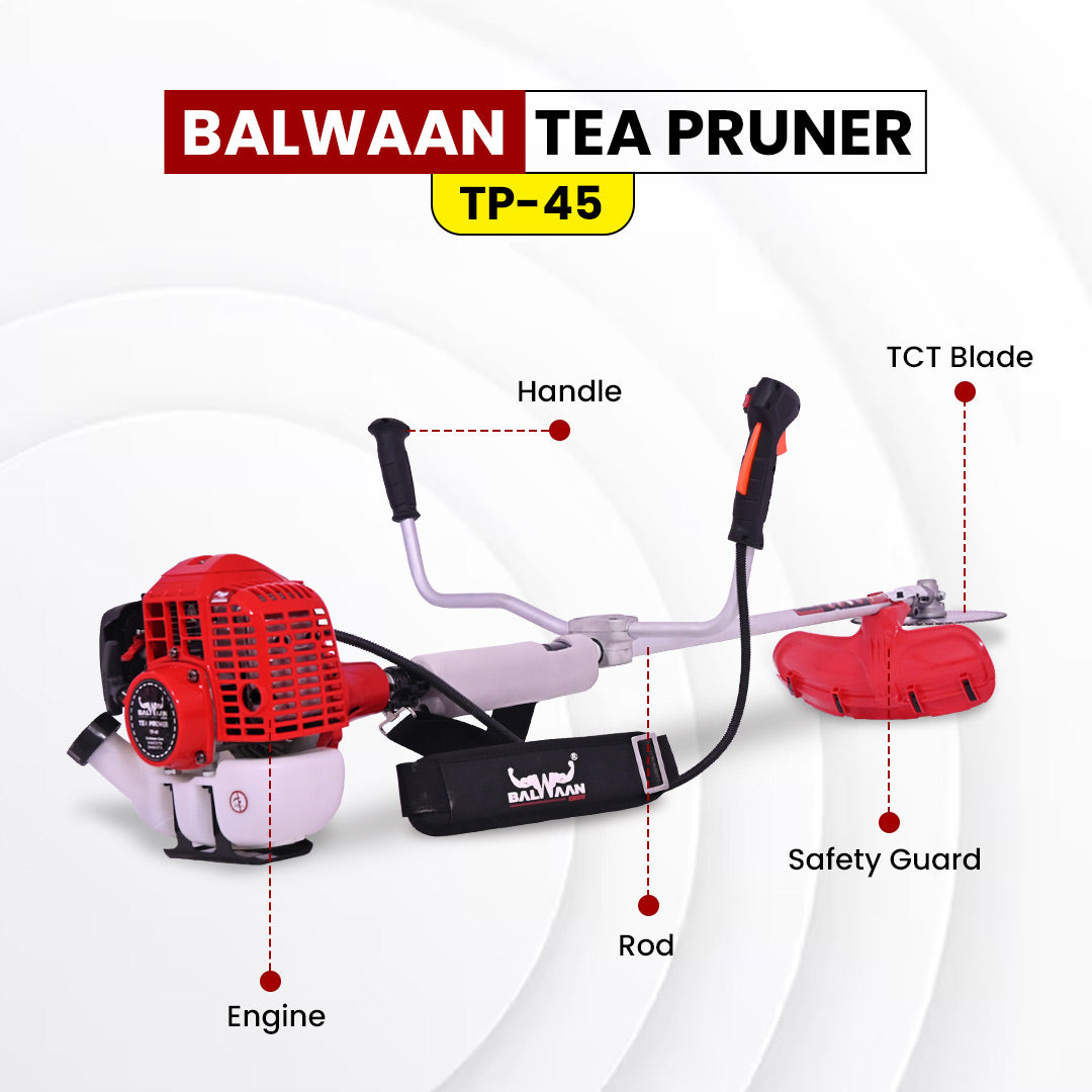 Balwaan Krishi Tea Pruner, Powerful Petrol Engine 41.5cc 2 Stroke with 100-Teeth Carbide Tip Alloy Blade Suitable for Tea Pruning & Harvesting|TP-45