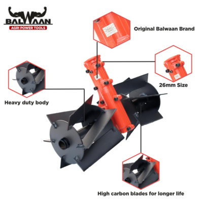 Balwaan Tiller Attachment 26mm S type - Heavy (Black)