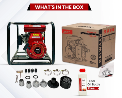 Balwaan Petrol Water Pump WP-15R 1.5 Inch Outlet 98 CC Powerful 4 Stroke Petrol Engine