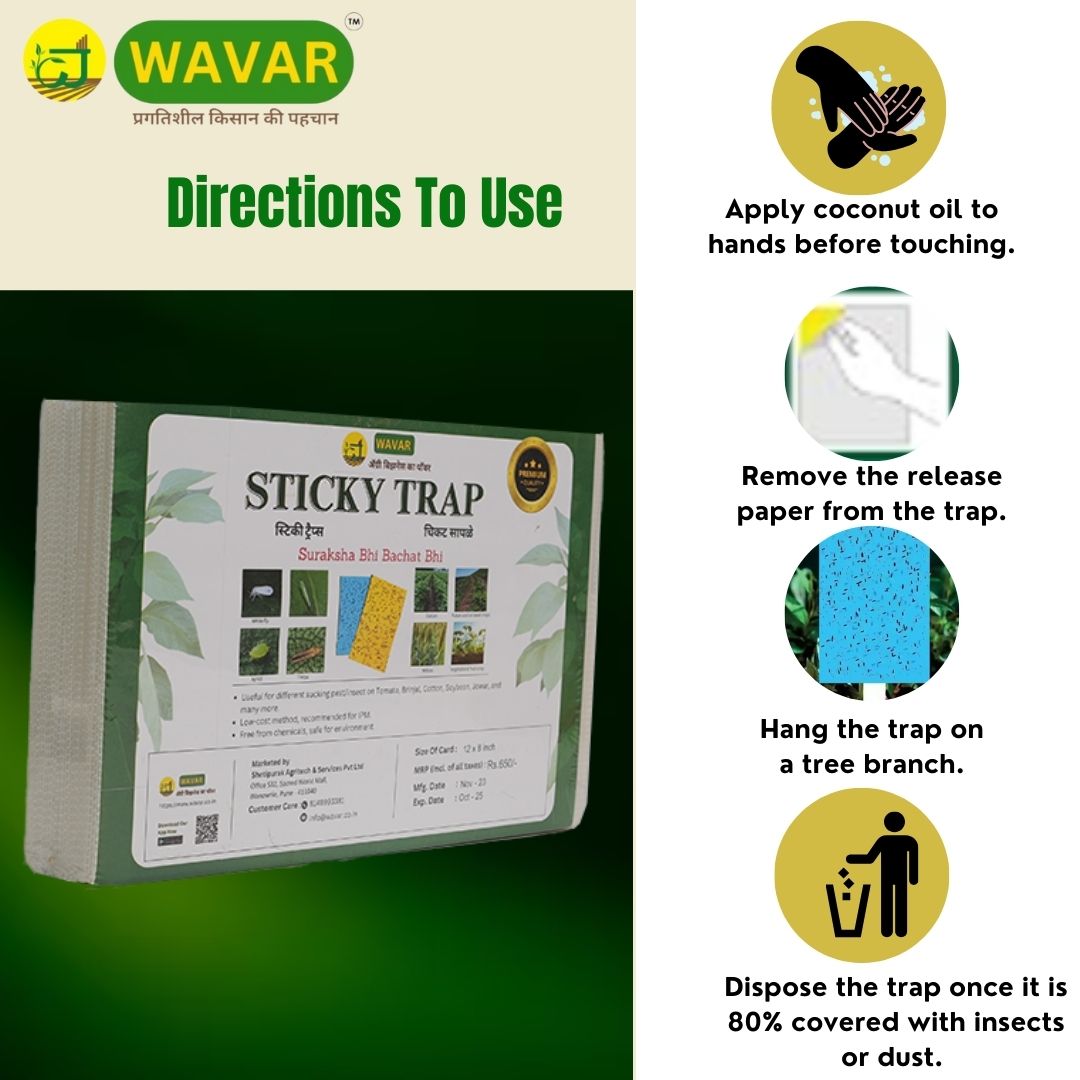 Wavar White Sticky Traps Non-Toxic, Chemical Free Insect Trap for Black Thrips and other Harmful Insects, 25 Sheets in One Bundle