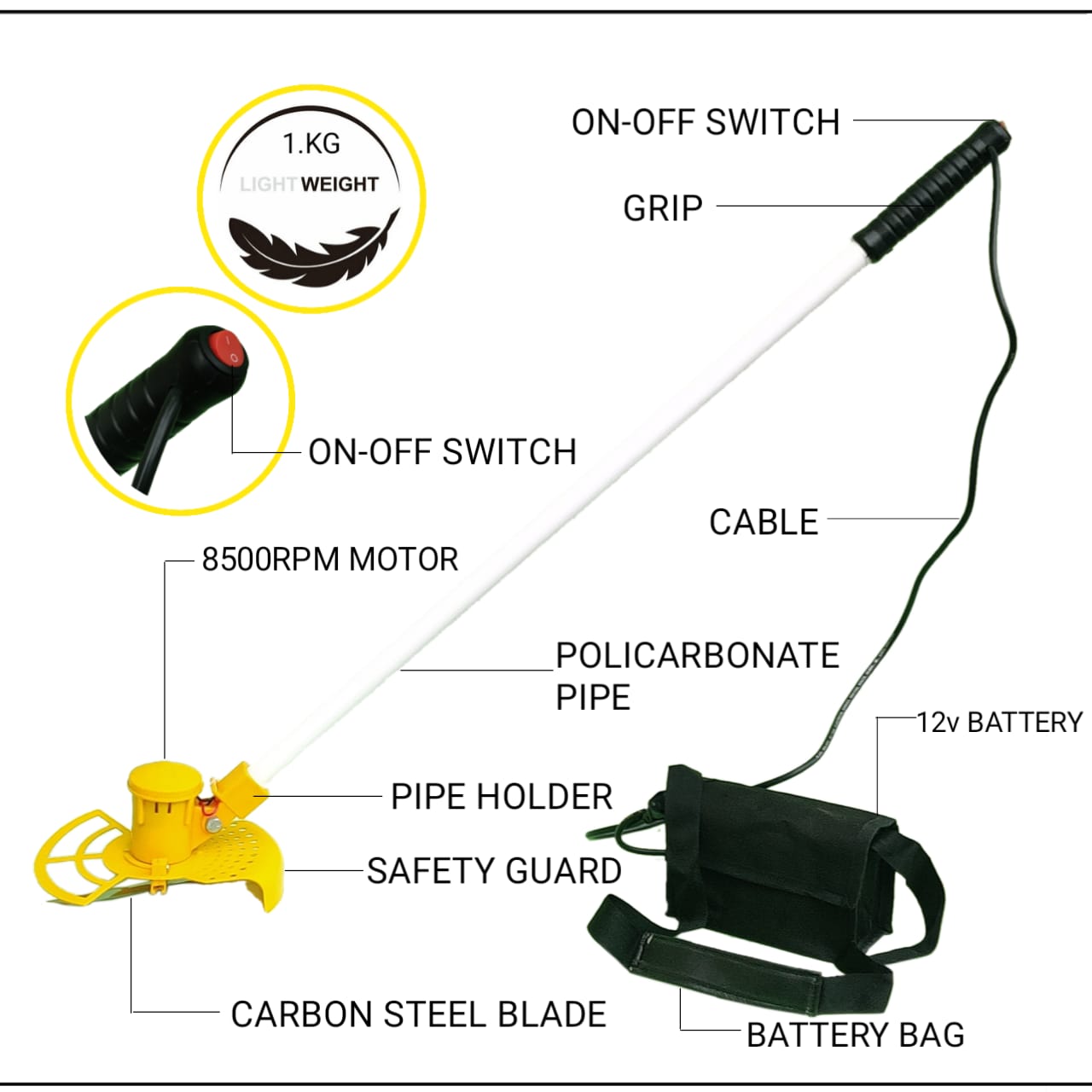 Farmio Battery Operated Sudarshan Grass Cutter (With Battery)